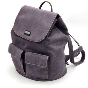 CitySac City Sac Two Pocket Nylon Travel Flap Backpack Knapsack Dark Gray